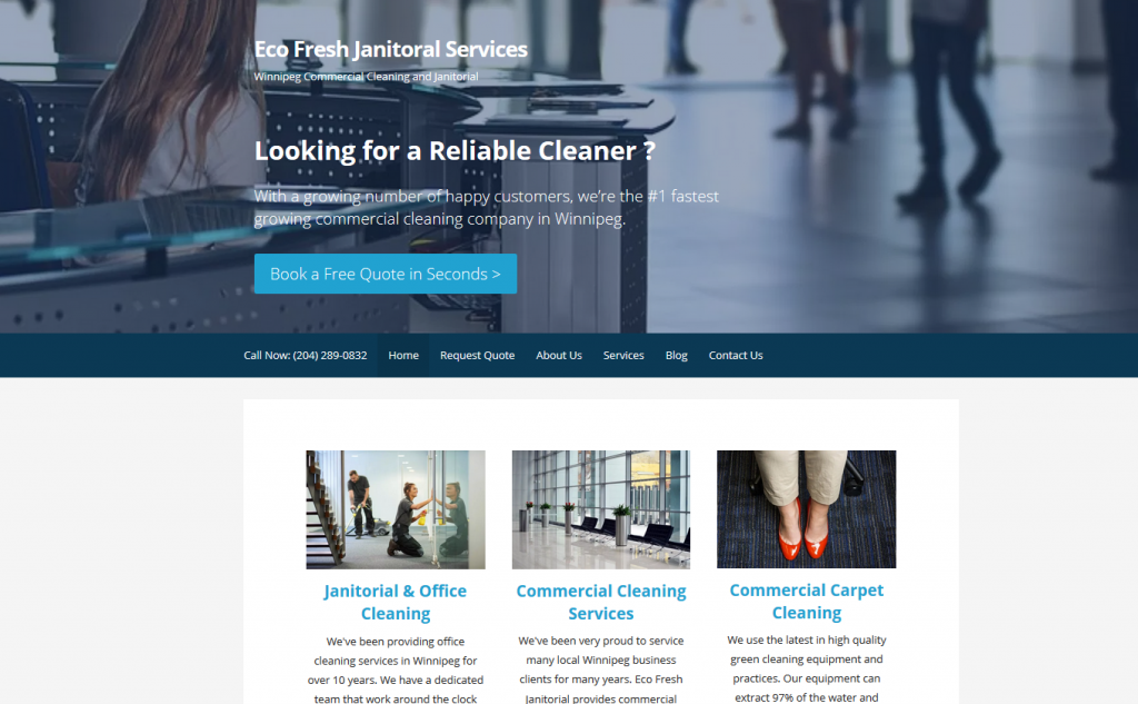 Eco Fresh Janitorial Cleaning web page